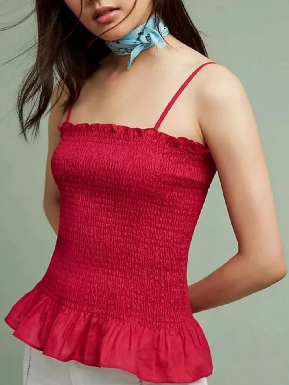 Anthropologie Maeve Smocked Peplum Cami